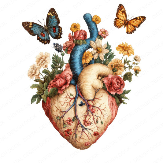 Butterfly Heart fussy cut sheet in A4 format showing all 12 designs on one printable page
