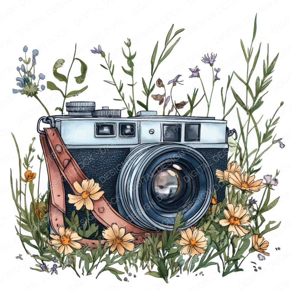 Camera in Wildflowers Fussy Cut Sheets (DDD009170)