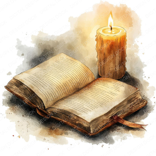 Candle Light Reading fussy cut sheet in A4 format showing all 12 designs on one printable page