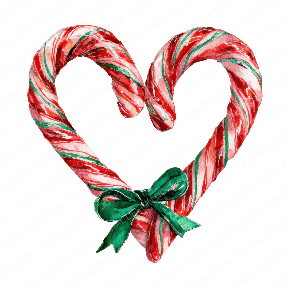 Candy Cane Christmas Heart fussy cut sheet in A4 format showing all 12 designs on one printable page