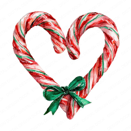 Candy Cane Christmas Heart fussy cut sheet in A4 format showing all 12 designs on one printable page