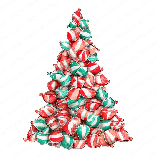 Candy Christmas Tree fussy cut sheet in A4 format showing all 12 designs on one printable page