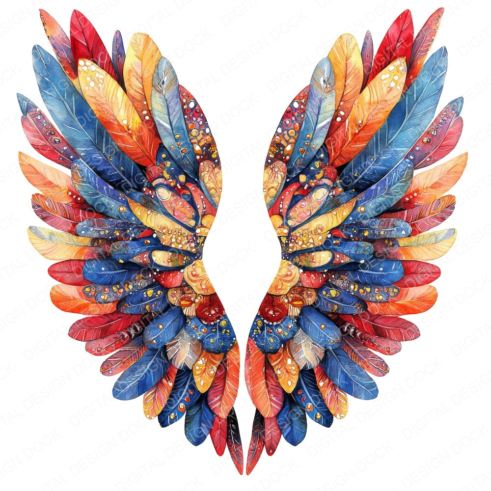 Carnival Bright Angel Wings fussy cut sheet in A4 format showing all 12 designs on one printable page