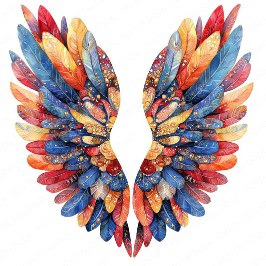 Carnival Bright Angel Wings fussy cut sheet in A4 format showing all 12 designs on one printable page