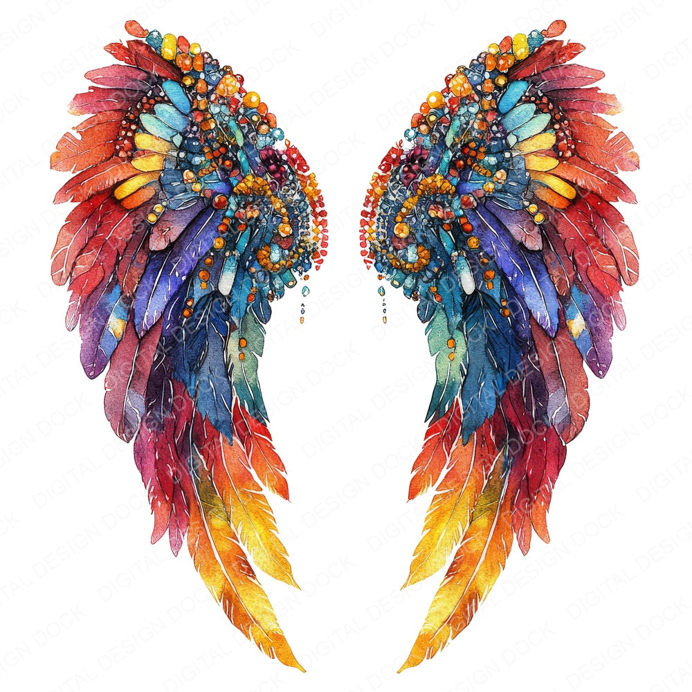 Carnival Bright Angel Wings fussy cut sheet in US Letter format showing all 12 designs on one printable page