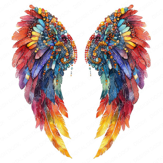 Carnival Bright Angel Wings fussy cut sheet in US Letter format showing all 12 designs on one printable page