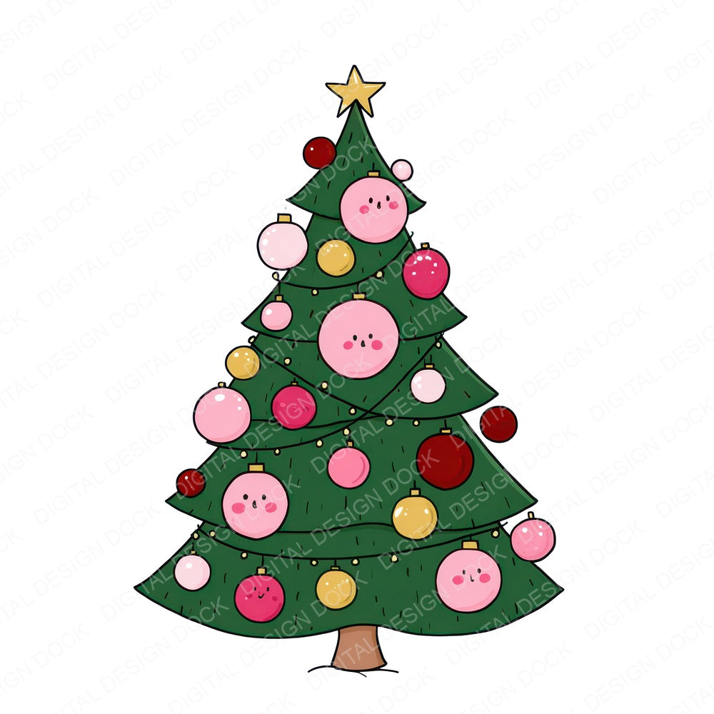 Cartoon Abstract Christmas Tree Set C Fussy Cut Sheets (DDD009182)