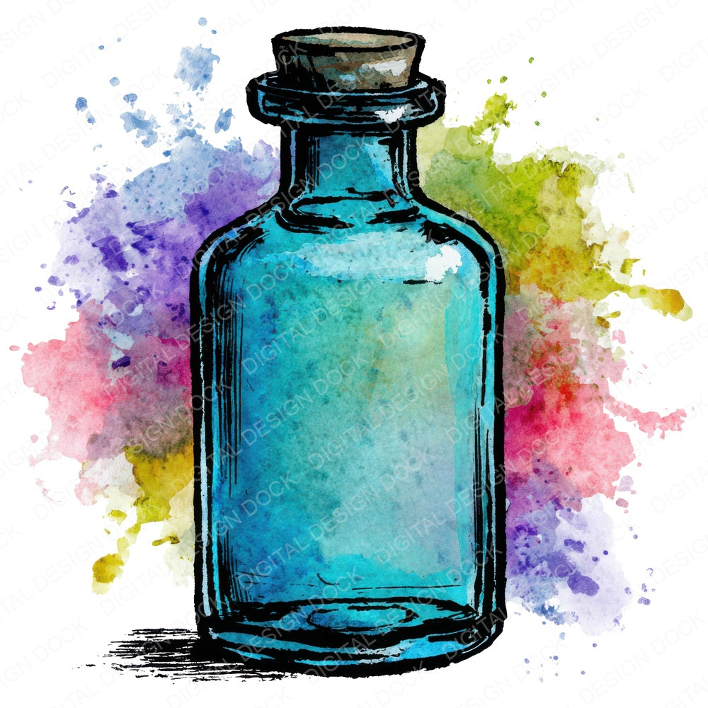 Cartoon Bottle Splash fussy cut sheet in A4 format showing all 12 designs on one printable page