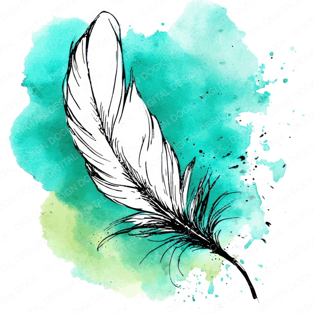 Cartoon Feather Splash fussy cut sheet in US Letter format showing all 12 designs on one printable page