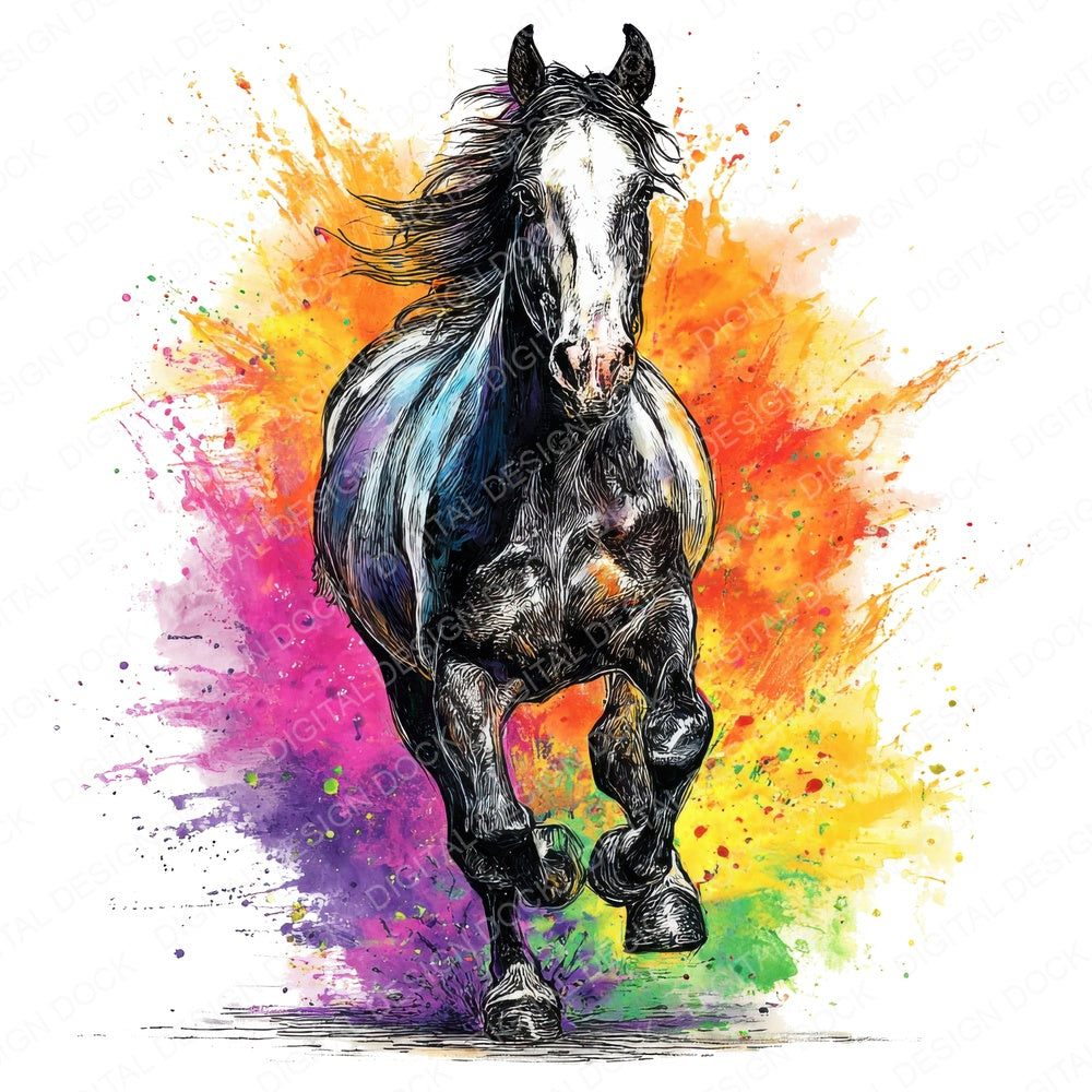 Cartoon Horse Charge fussy cut sheet in A4 format showing all 12 designs on one printable page