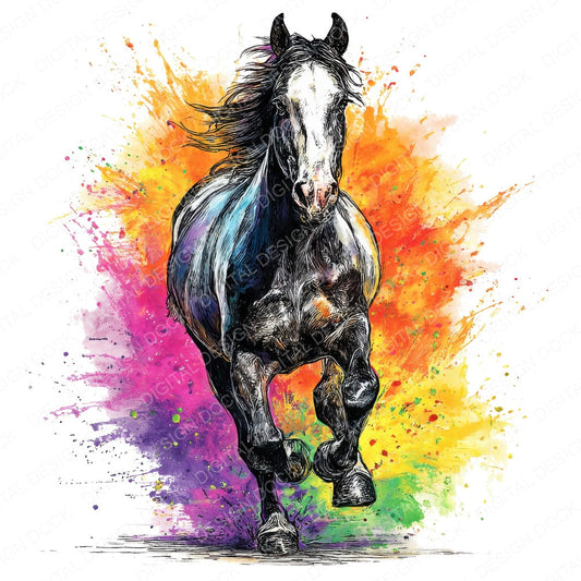 Cartoon Horse Charge fussy cut sheet in A4 format showing all 12 designs on one printable page