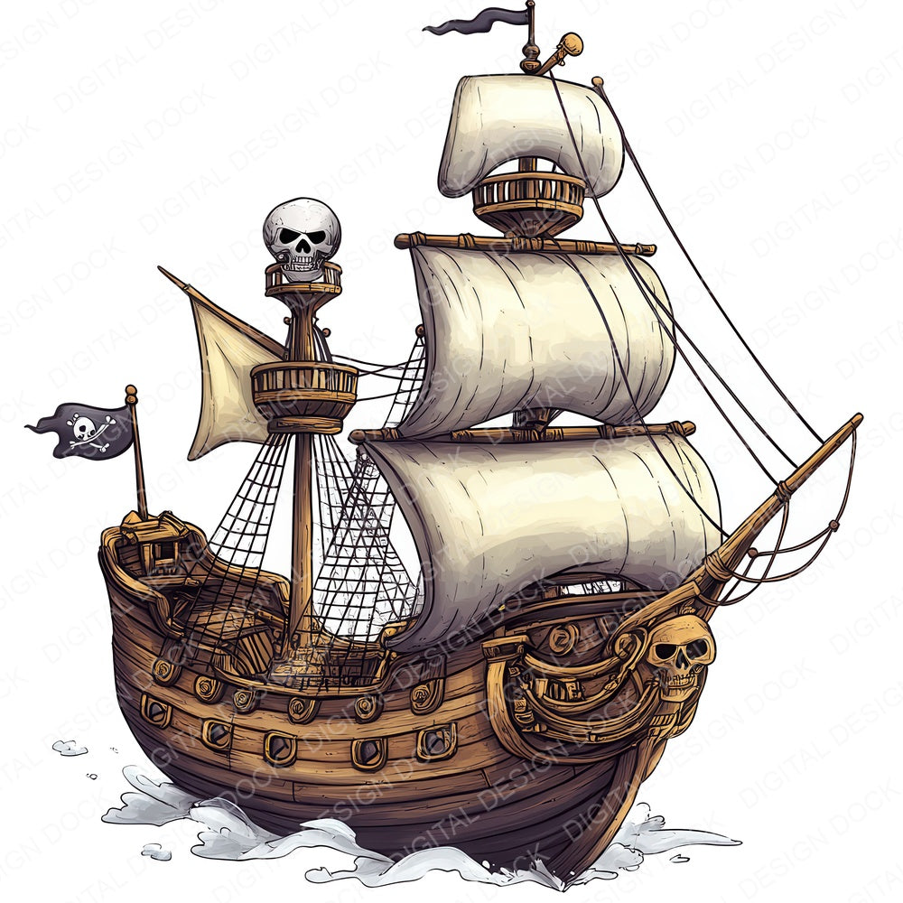 Cartoon Pirate Ship Fussy Cut Sheets (DDD009195)