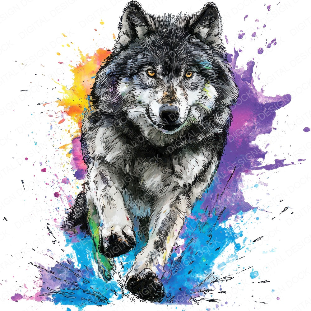 Cartoon Wolf Charge fussy cut sheet in A4 format showing all 12 designs on one printable page