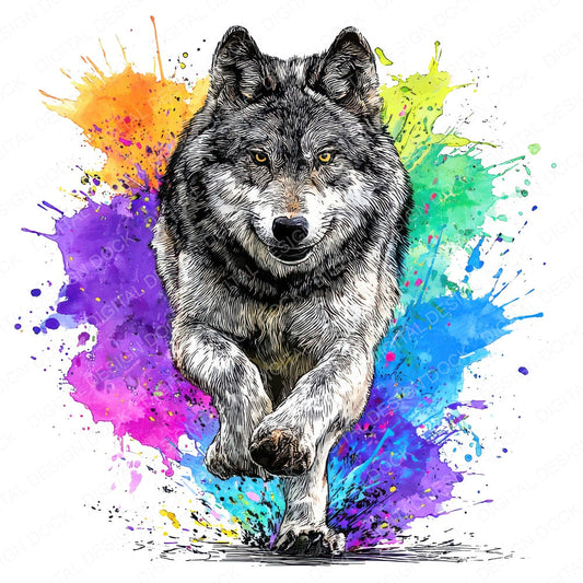 Cartoon Wolf Charge fussy cut sheet in US Letter format showing all 12 designs on one printable page