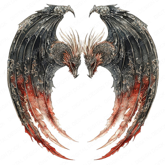 Celestial Dragon Angel Wings fussy cut sheet in A4 format showing all 12 designs on one printable page