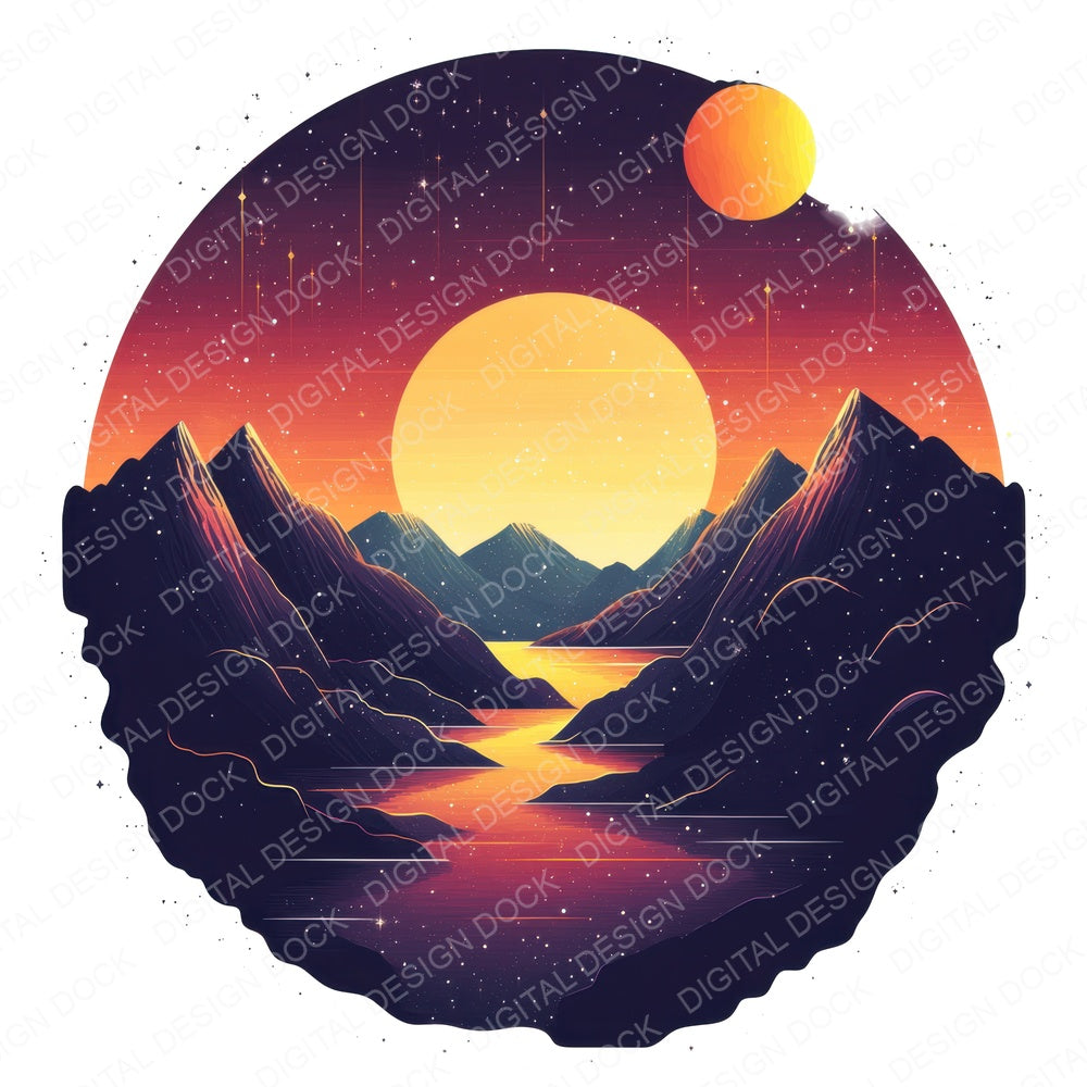 Celestial Landscape fussy cut sheet in A4 format showing all 12 designs on one printable page