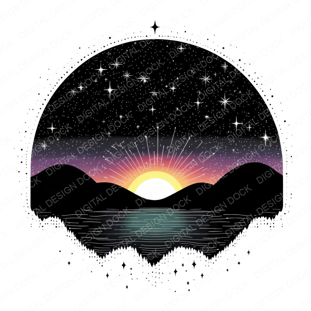 Celestial Landscape fussy cut sheet in US Letter format showing all 12 designs on one printable page