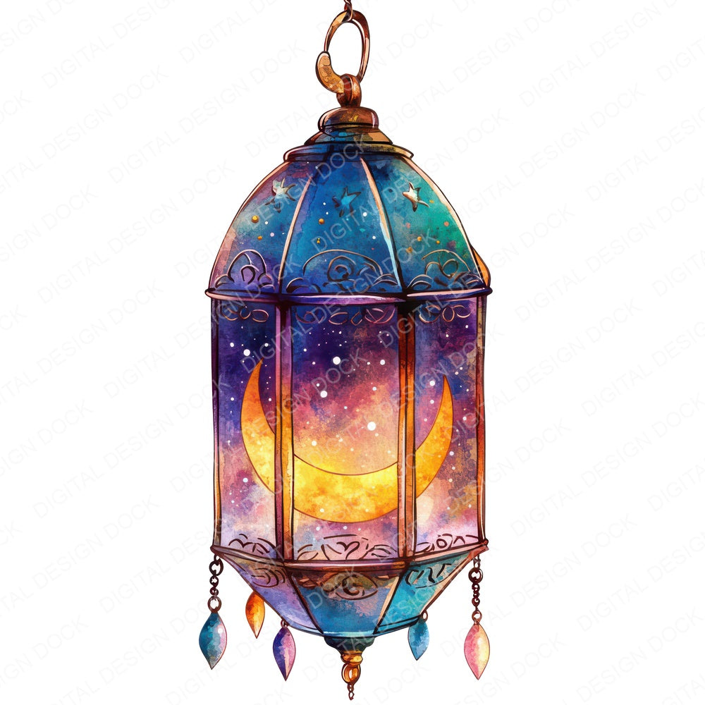 Celestial Lantern with Moon Charms fussy cut sheet in A4 format showing all 12 designs on one printable page