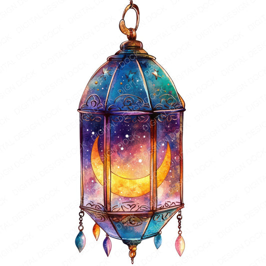 Celestial Lantern with Moon Charms fussy cut sheet in A4 format showing all 12 designs on one printable page