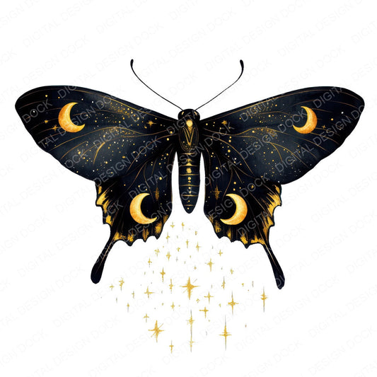 Celestial Moth with Stardust fussy cut sheet in A4 format showing all 12 designs on one printable page