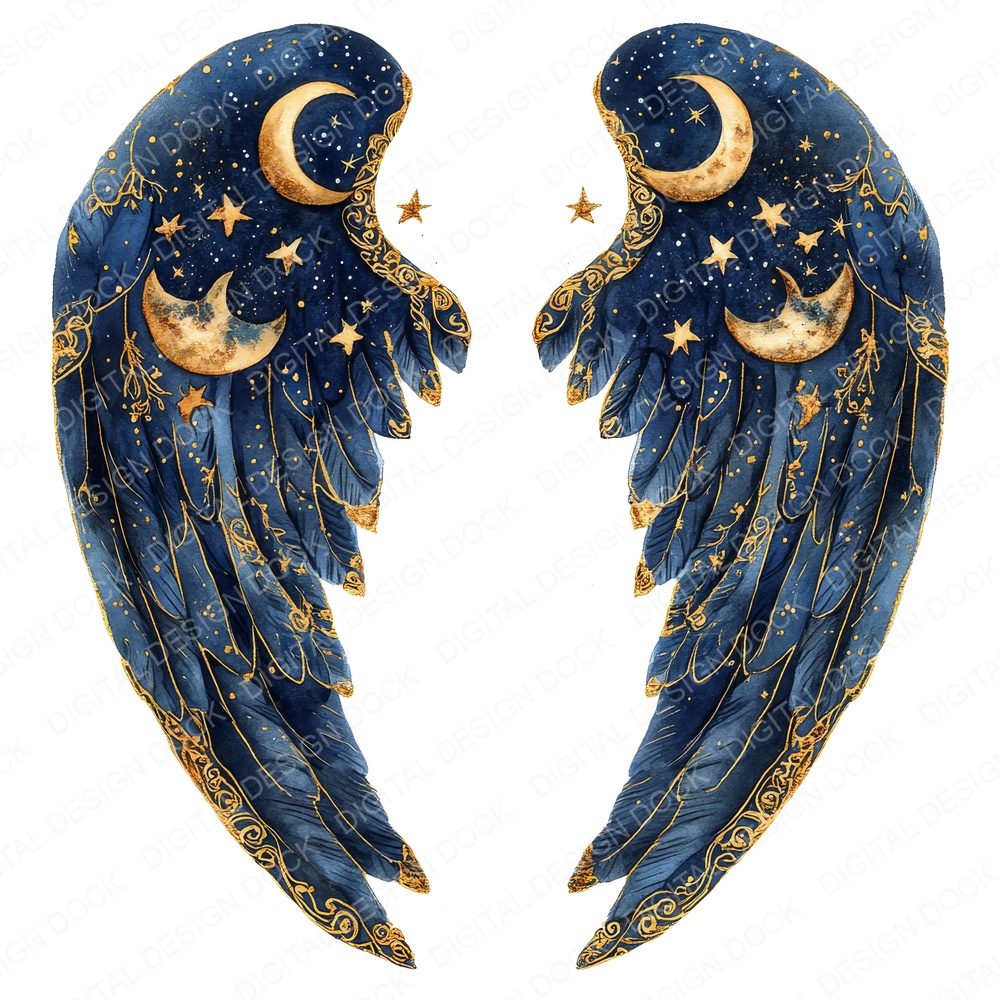 Celestial Night Angel Wings Fussy Cut Sheets (DDD009206)