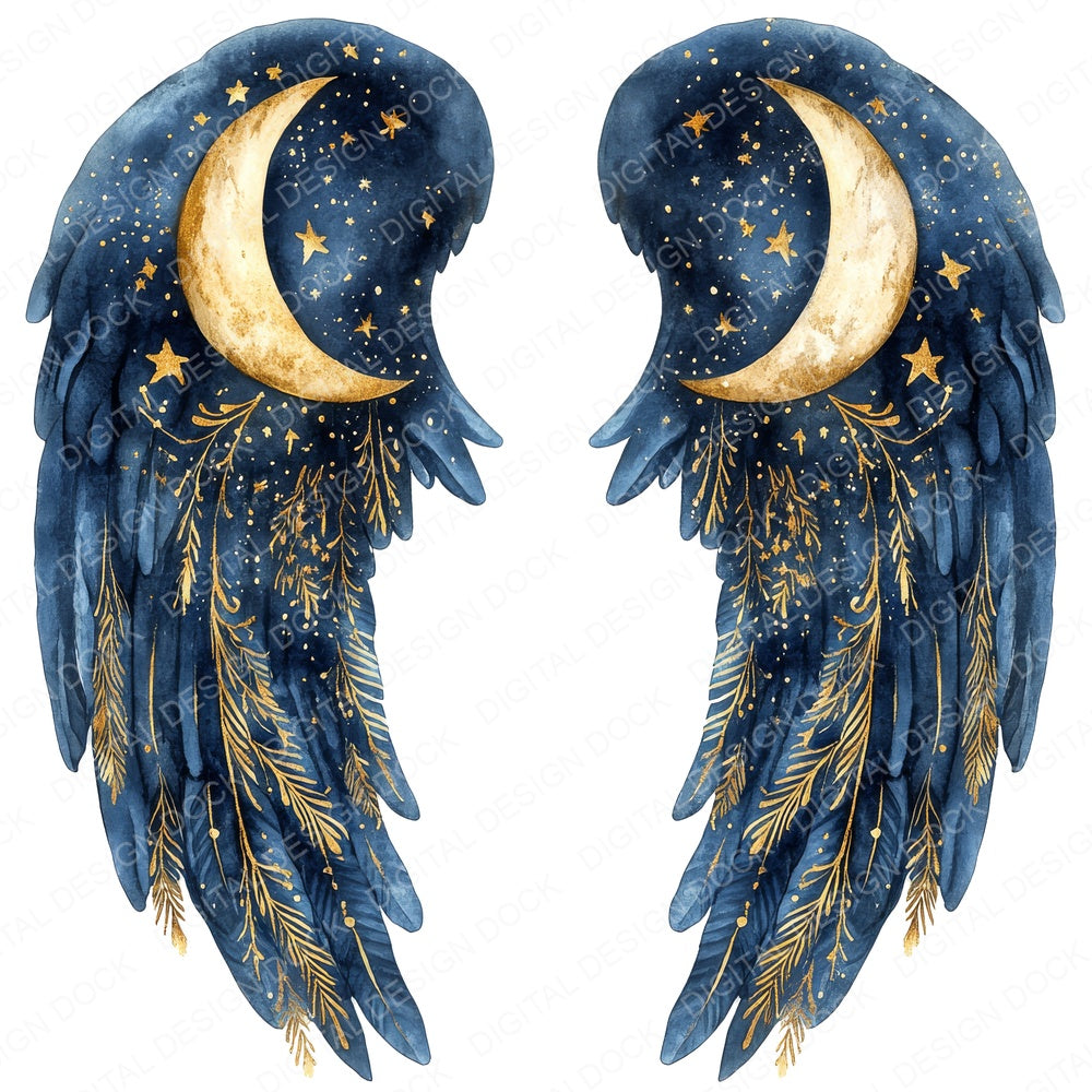 Celestial Night Angel Wings Fussy Cut Sheets (DDD009206)