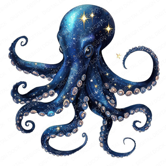 Celestial Pattern Octopus Clipart Set (DDD004828)