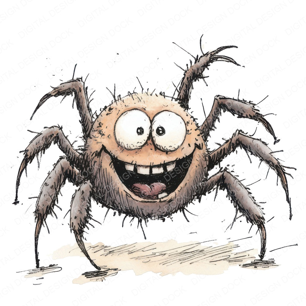 Cheeky Spider Character fussy cut sheet in A4 format showing all 12 designs on one printable page