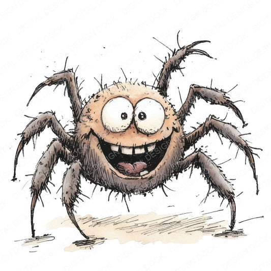 Cheeky Spider Character fussy cut sheet in A4 format showing all 12 designs on one printable page
