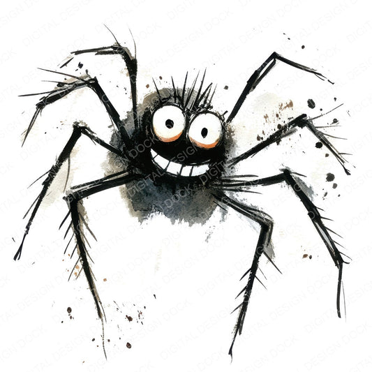 Cheeky Spider Character fussy cut sheet in US Letter format showing all 12 designs on one printable page