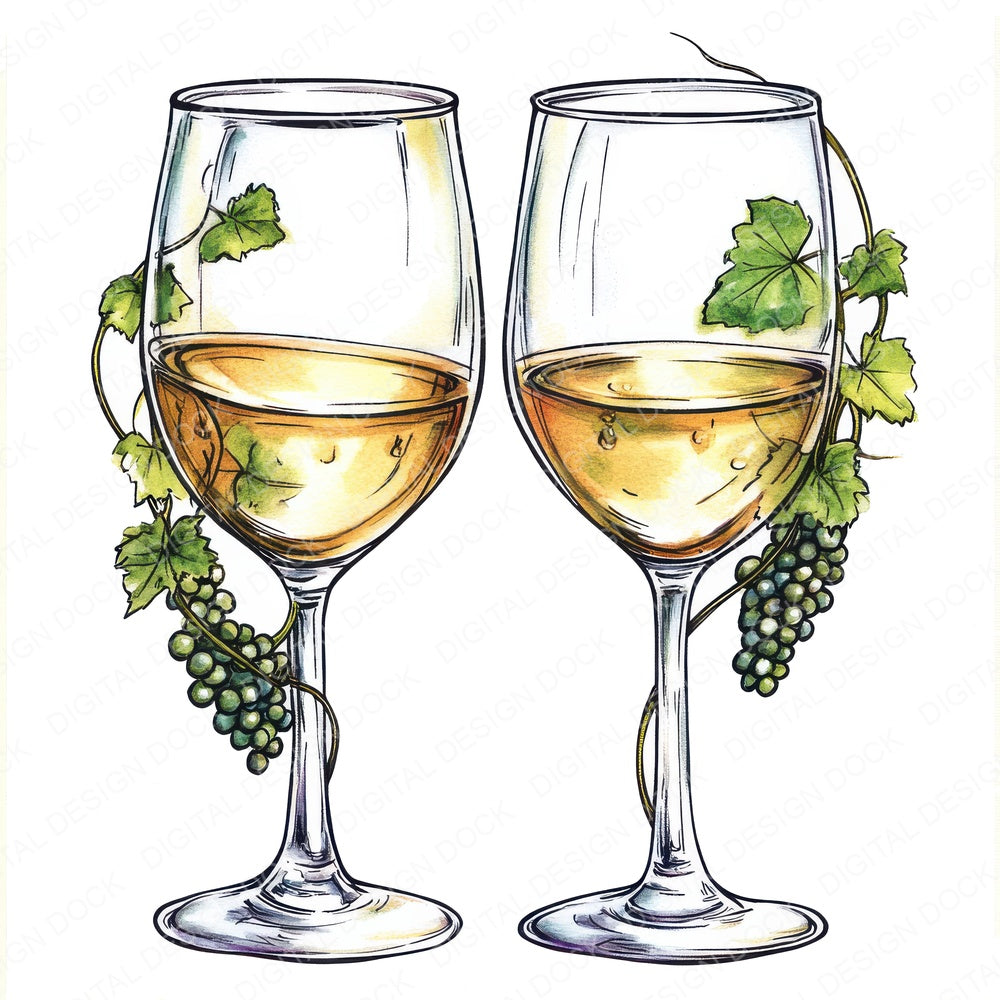 Cheers Wine Glass with Vines fussy cut sheet in US Letter format showing all 12 designs on one printable page