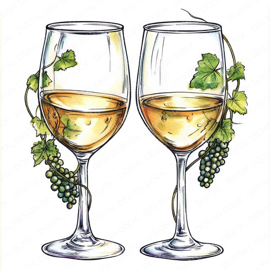 Cheers Wine Glass with Vines fussy cut sheet in US Letter format showing all 12 designs on one printable page