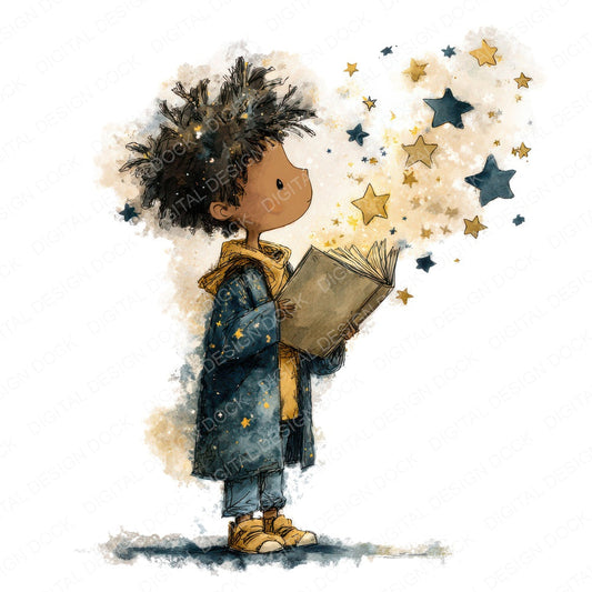 Child Magic Book fussy cut sheet in A4 format showing all 12 designs on one printable page