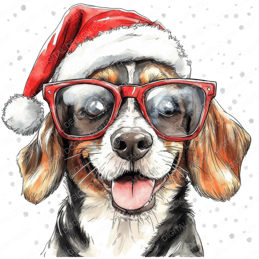 Christmas Dog fussy cut sheet in A4 format showing all 12 designs on one printable page