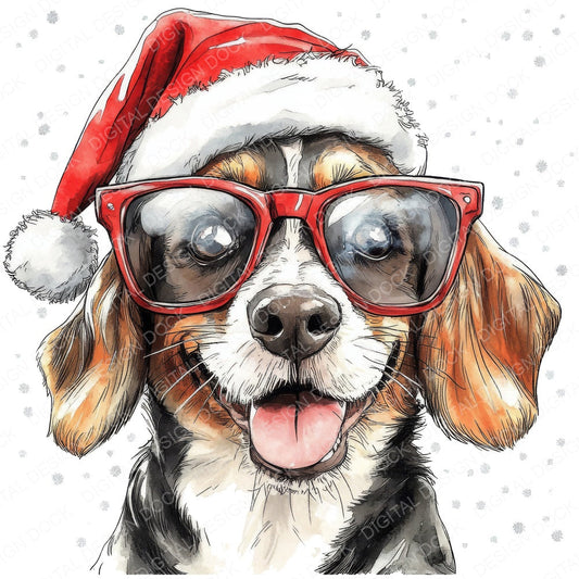 Christmas Dog fussy cut sheet in A4 format showing all 12 designs on one printable page