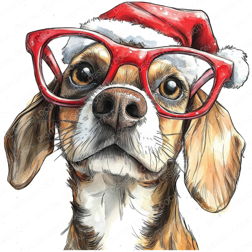 Christmas Dog fussy cut sheet in US Letter format showing all 12 designs on one printable page