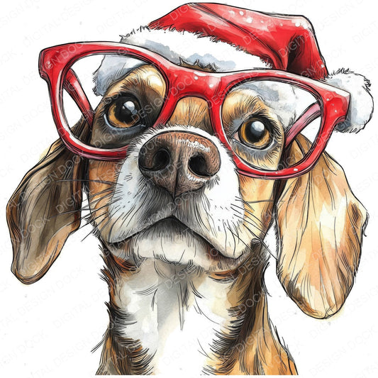 Christmas Dog fussy cut sheet in US Letter format showing all 12 designs on one printable page