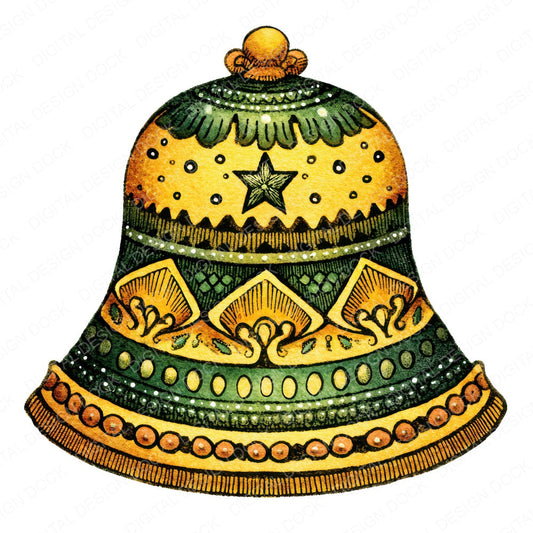 Christmas Folk Art Bell fussy cut sheet in A4 format showing all 12 designs on one printable page