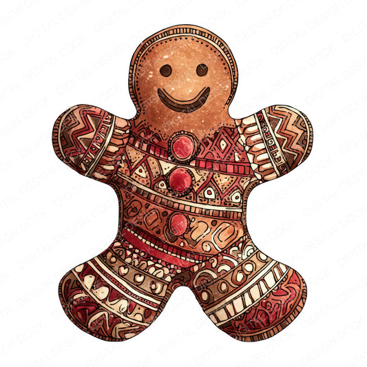 Christmas Folk Art Gingerbread fussy cut sheet in A4 format showing all 12 designs on one printable page