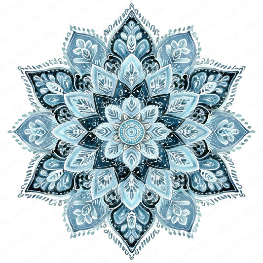 Christmas Folk Art Snowflake fussy cut sheet in US Letter format showing all 12 designs on one printable page