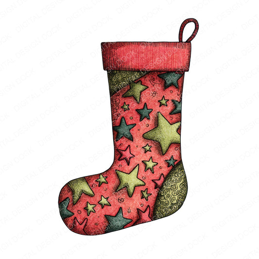 Christmas Folk Art Stocking fussy cut sheet in A4 format showing all 12 designs on one printable page