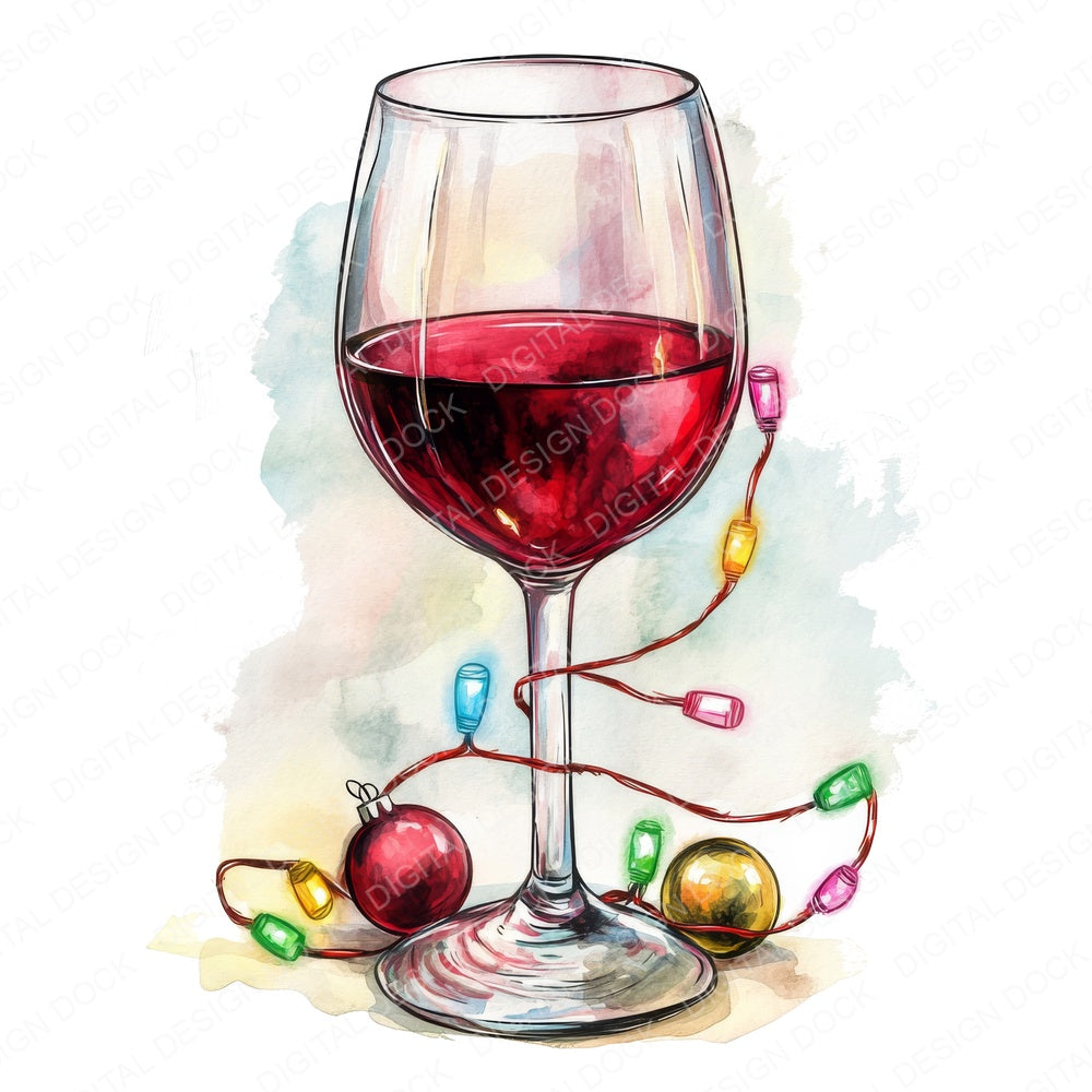 Christmas Glass of Wine Fussy Cut Sheets (DDD009265)