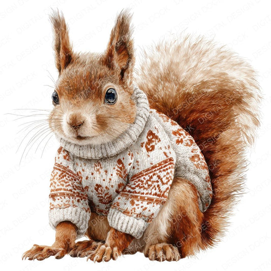 Christmas Squirrel in Jumper Clipart Set (DDD004908)