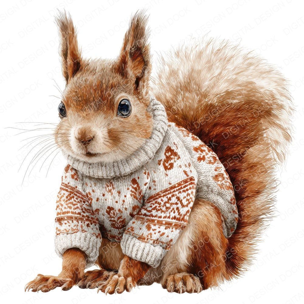 Christmas Squirrel in Jumper Fussy Cut Sheets (DDD009285)