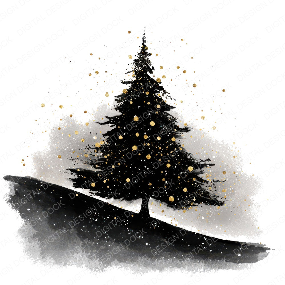 Christmas Tree Silhouette fussy cut sheet in A4 format showing all 12 designs on one printable page