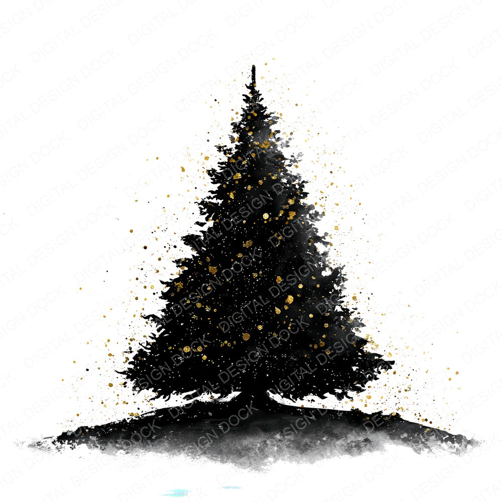 Christmas Tree Silhouette fussy cut sheet in US Letter format showing all 12 designs on one printable page