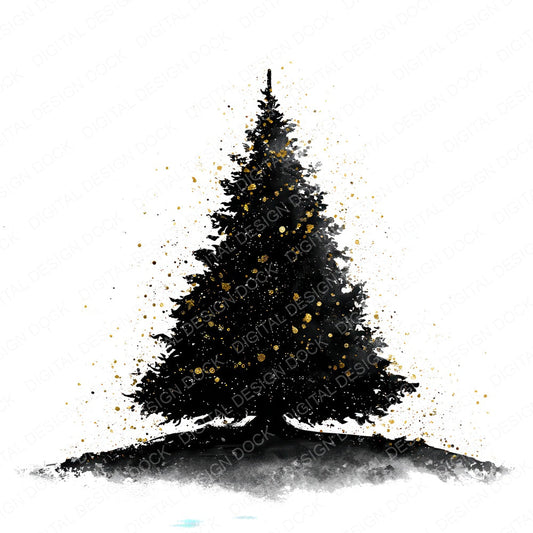 Christmas Tree Silhouette fussy cut sheet in US Letter format showing all 12 designs on one printable page