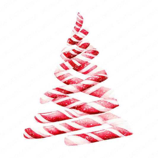 Christmas Watercolour Candy Tree fussy cut sheet in A4 format showing all 12 designs on one printable page