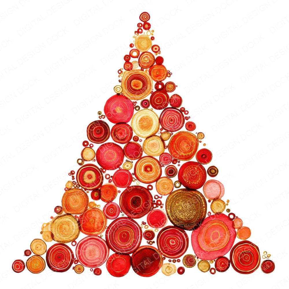 Christmas Watercolour Ornament Tree fussy cut sheet in US Letter format showing all 12 designs on one printable page