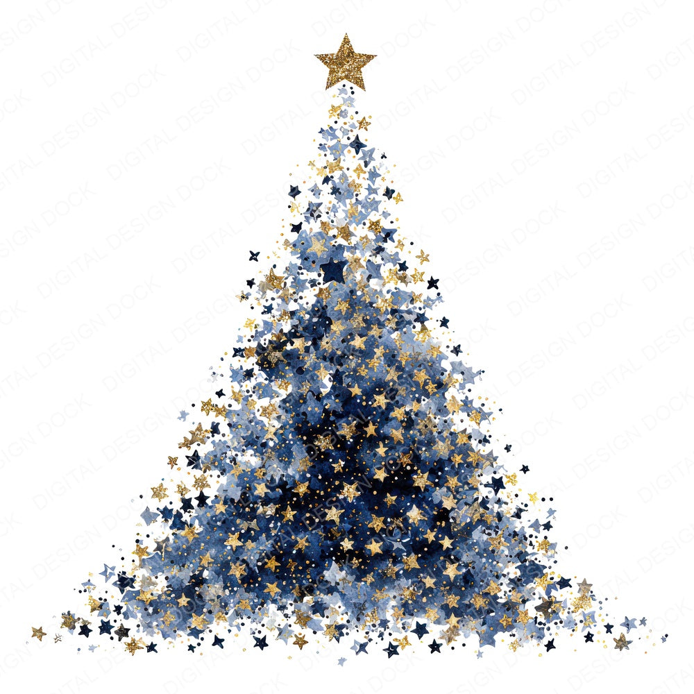 Christmas Watercolour Twinkle Tree Clipart Set (DDD004971)